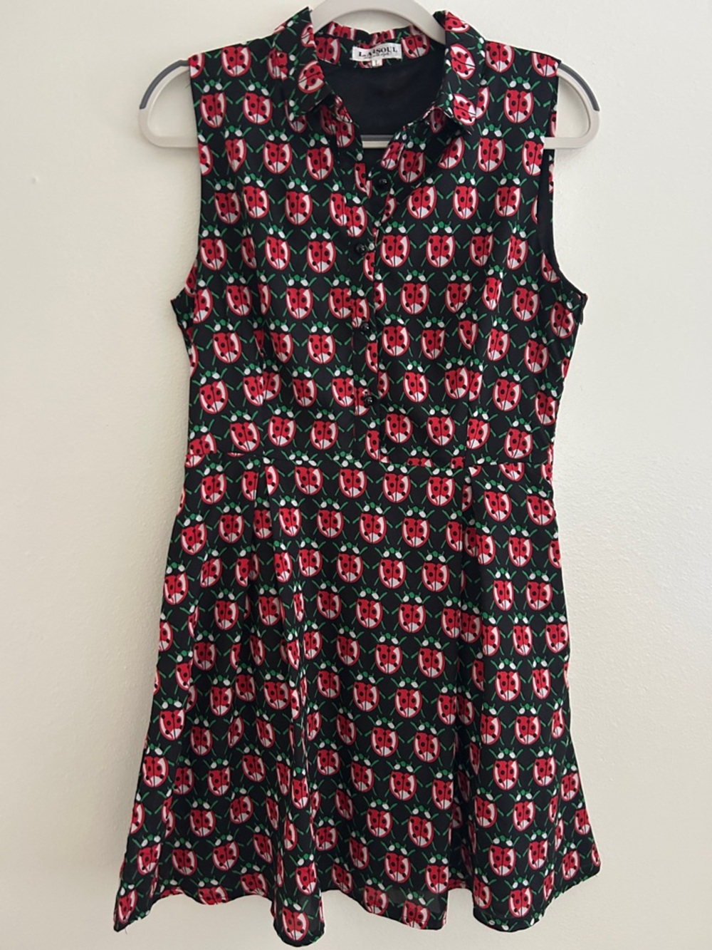 L. ASOUL Wear with Style Ladybug Black & Red Sleeveless Midi Dress